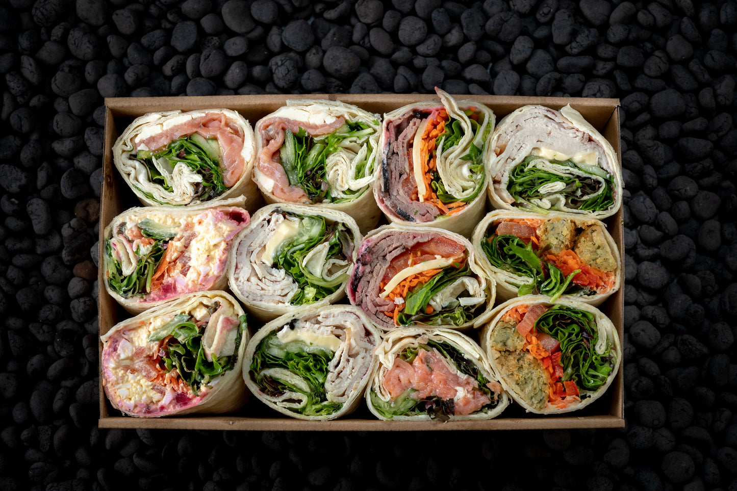 A variety of gourmet wraps & sandwiches